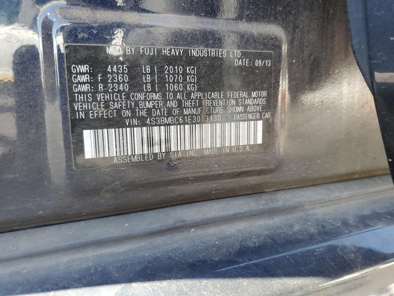 2014 Subaru Legacy 2.5I Premium VIN: 4S3BMBC61E3013130 Lot: 81643825