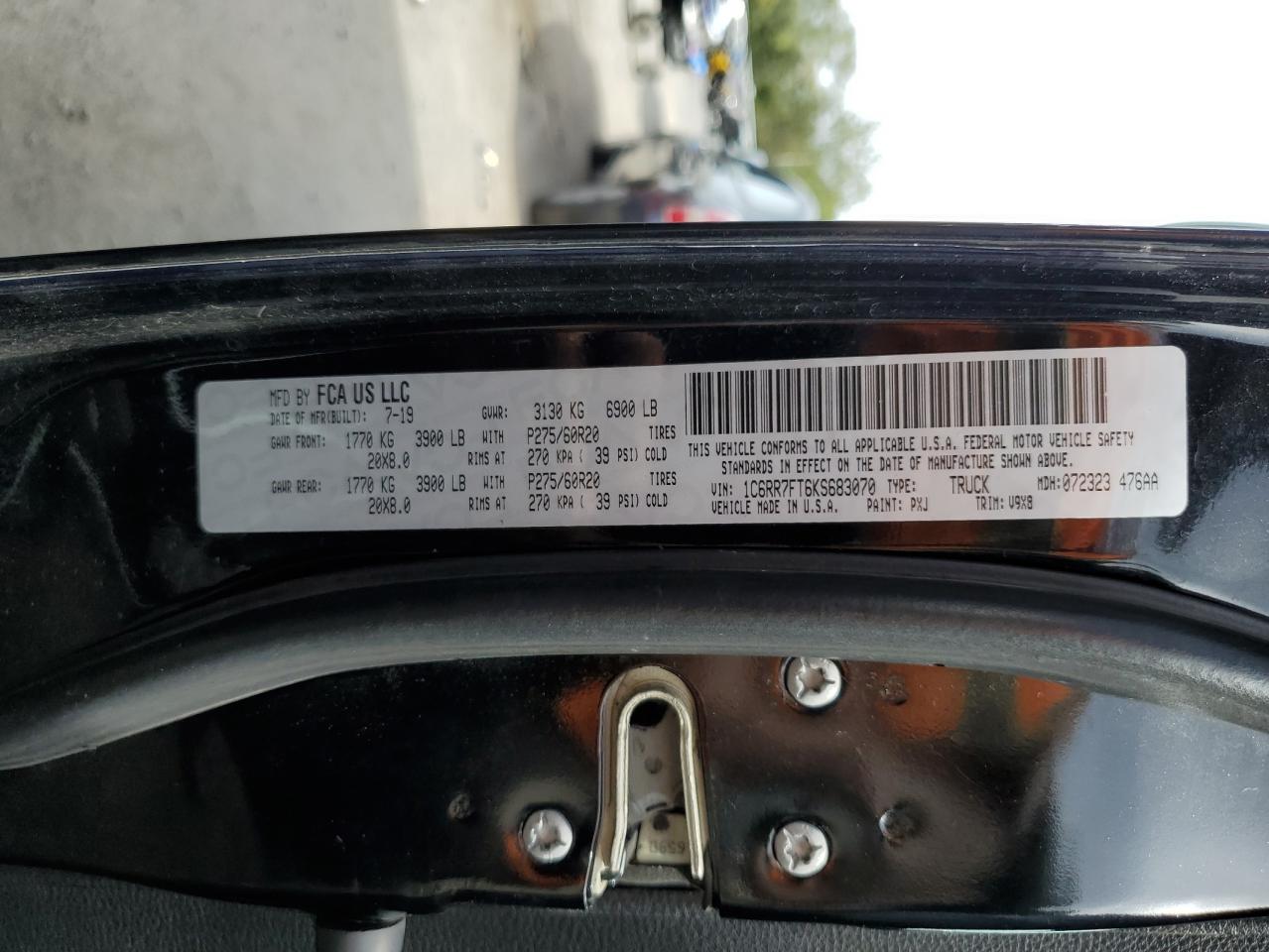 2019 Ram 1500 Classic Tradesman VIN: 1C6RR7FT6KS683070 Lot: 84439435