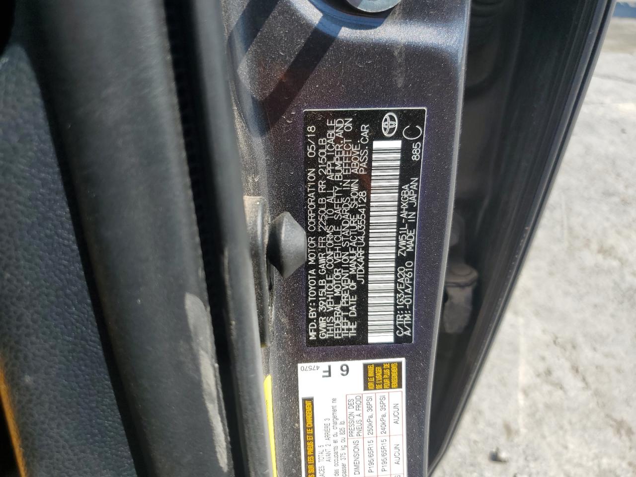 2018 Toyota Prius VIN: JTDKARFU4J3554128 Lot: 84007055