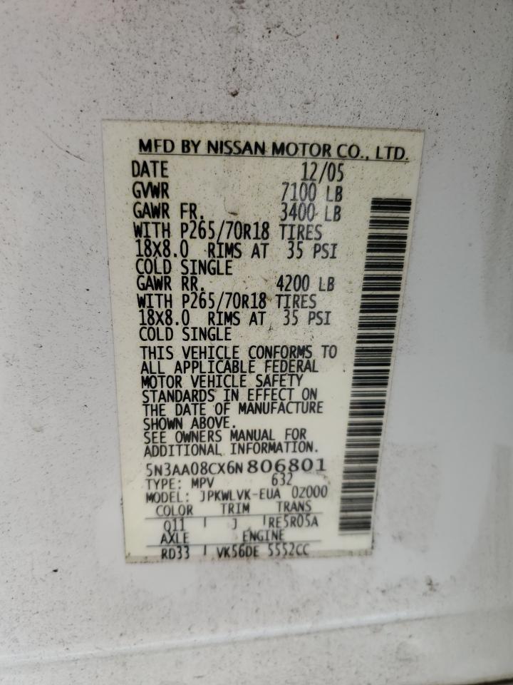 2006 Infiniti Qx56 VIN: 5N3AA08CX6N806801 Lot: 83786015