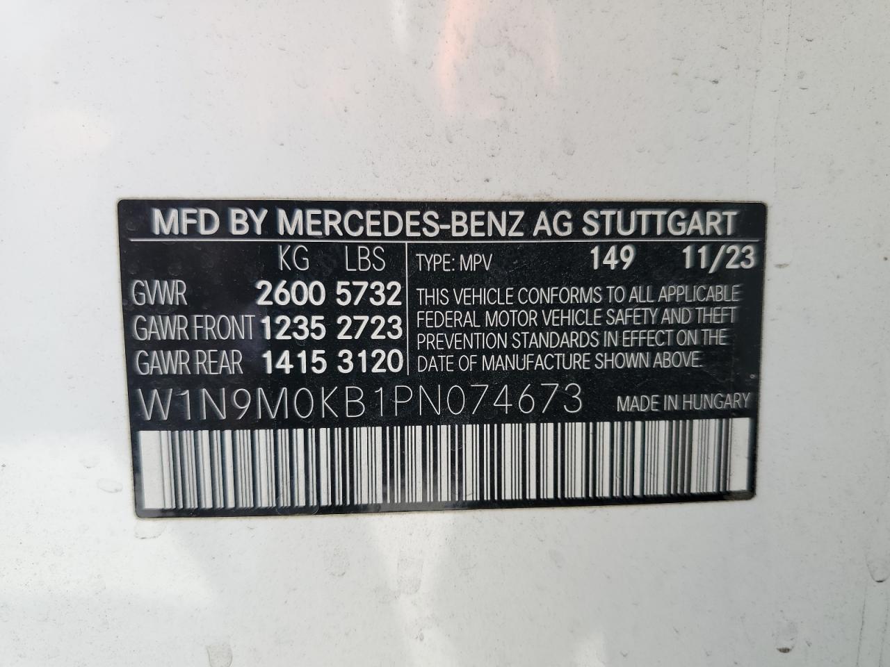 2023 Mercedes-Benz Eqb 300 4Matic VIN: W1N9M0KB1PN074673 Lot: 80202715