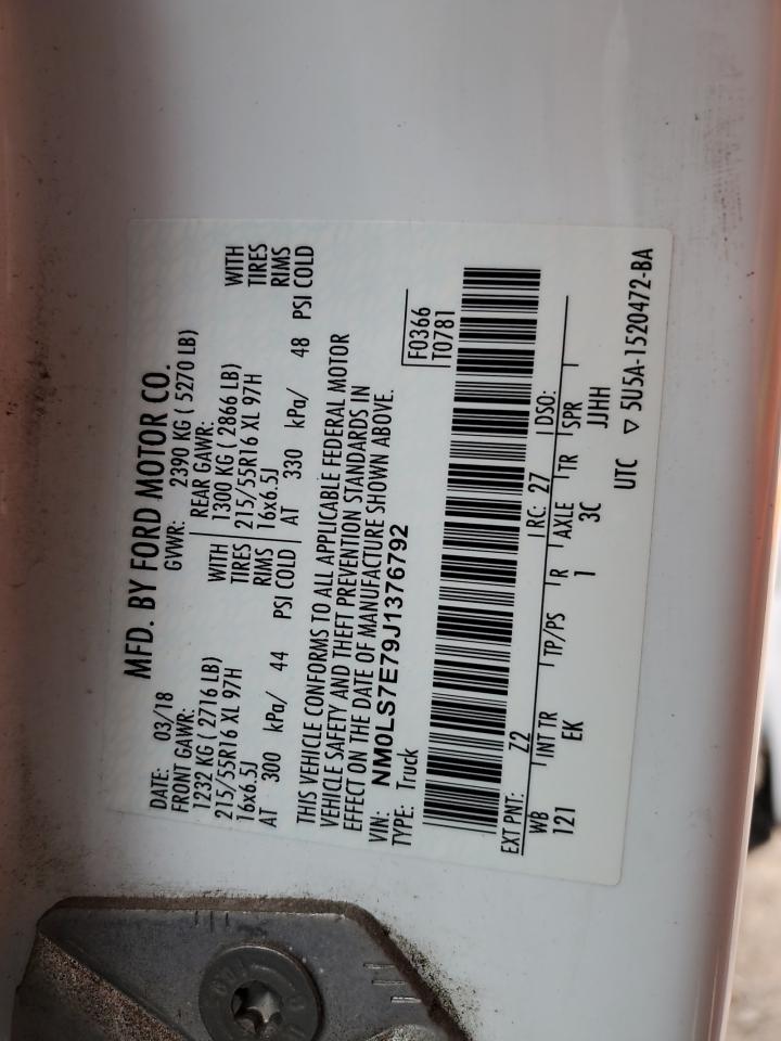 2018 Ford Transit Connect Xl VIN: NM0LS7E79J1376792 Lot: 81656135