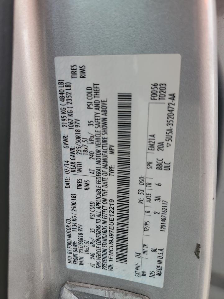 2014 Ford Escape Titanium VIN: 1FMCU9J97EUE12219 Lot: 80797125