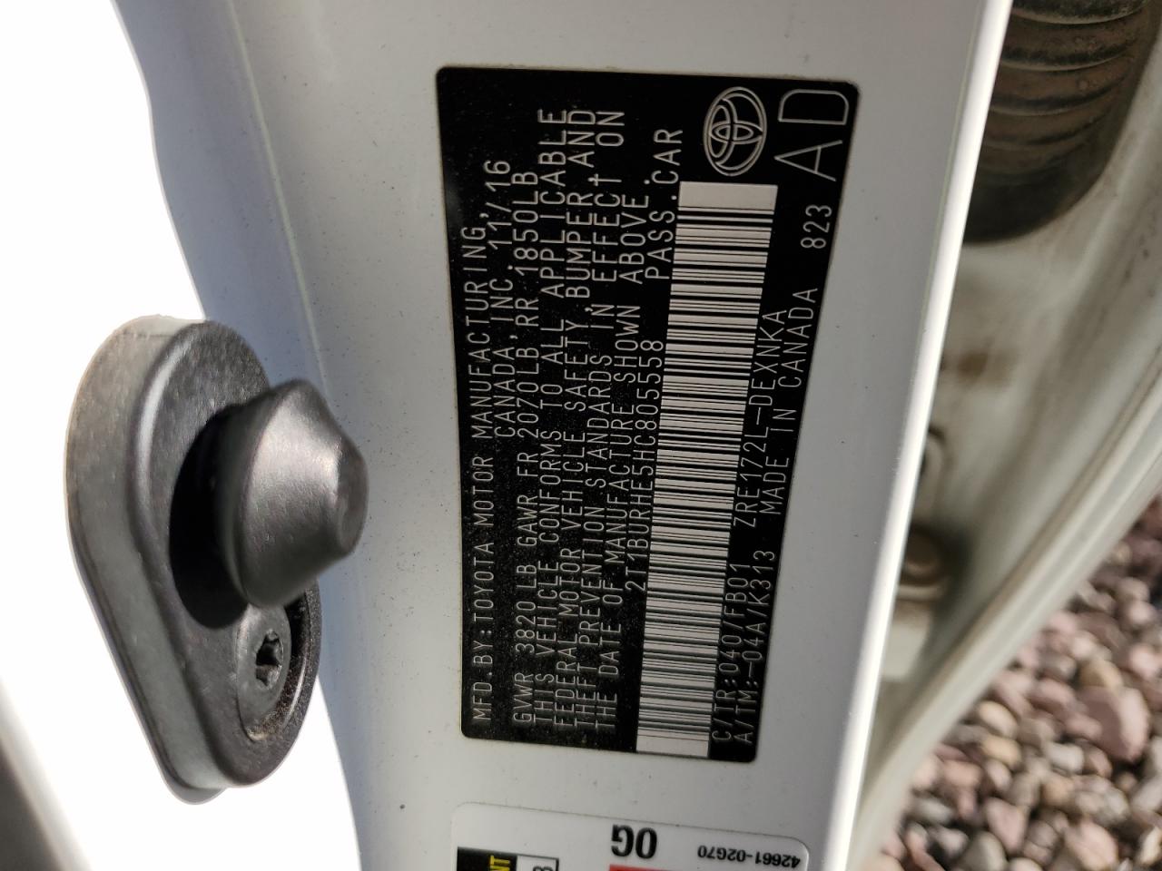 2017 Toyota Corolla L VIN: 2T1BURHE5HC805558 Lot: 84430935