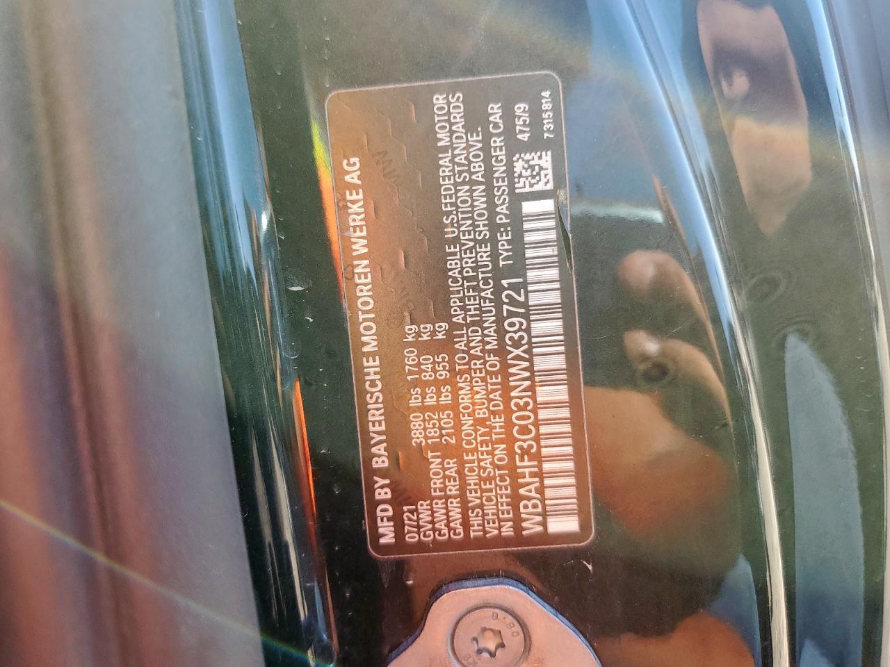 2022 BMW Z4 Sdrive30I VIN: WBAHF3C03NWX39721 Lot: 84457535