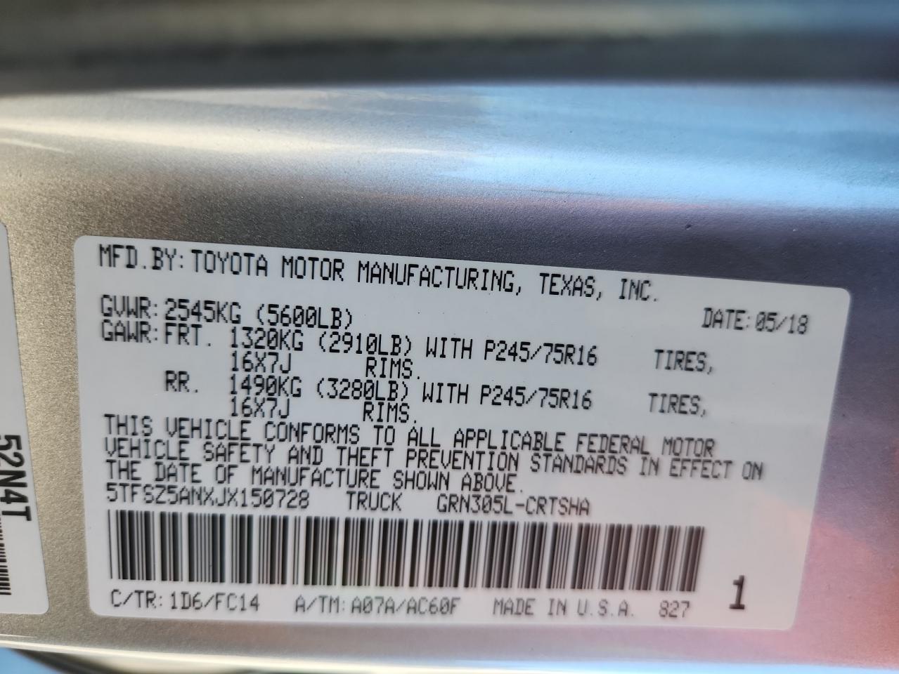 2018 Toyota Tacoma Access Cab VIN: 5TFSZ5ANXJX150728 Lot: 81031265