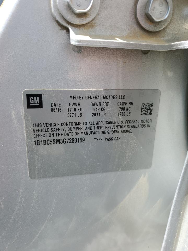2016 Chevrolet Cruze Ls VIN: 1G1BC5SM3G7289169 Lot: 83931685