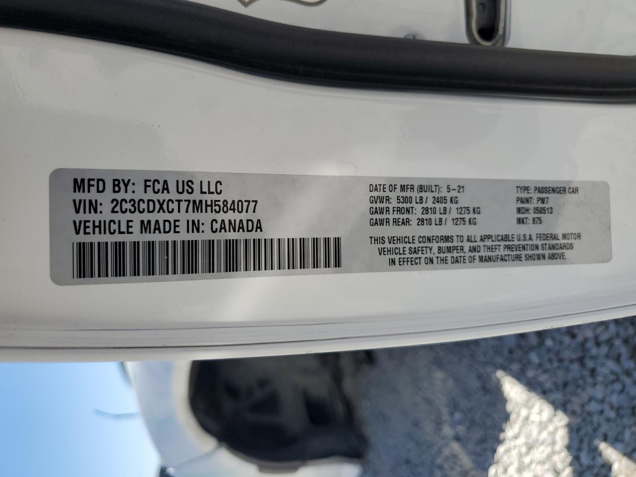 2021 Dodge Charger R/T VIN: 2C3CDXCT7MH584077 Lot: 71688505