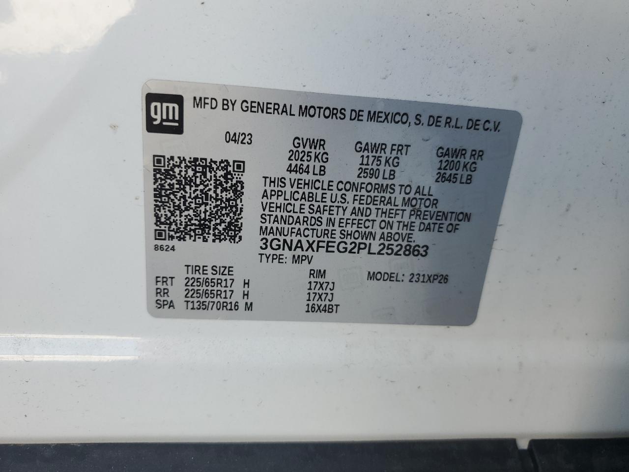 2023 Chevrolet Equinox Ls VIN: 3GNAXFEG2PL252863 Lot: 82092745