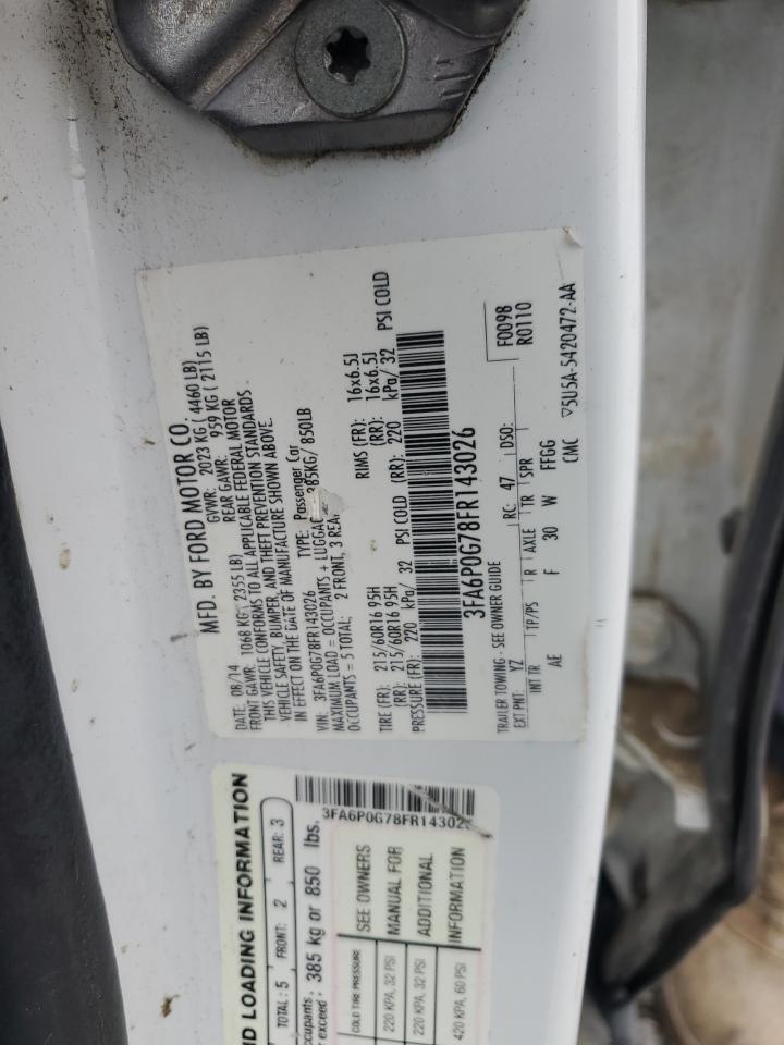 2015 Ford Fusion S VIN: 3FA6P0G78FR143026 Lot: 83872975