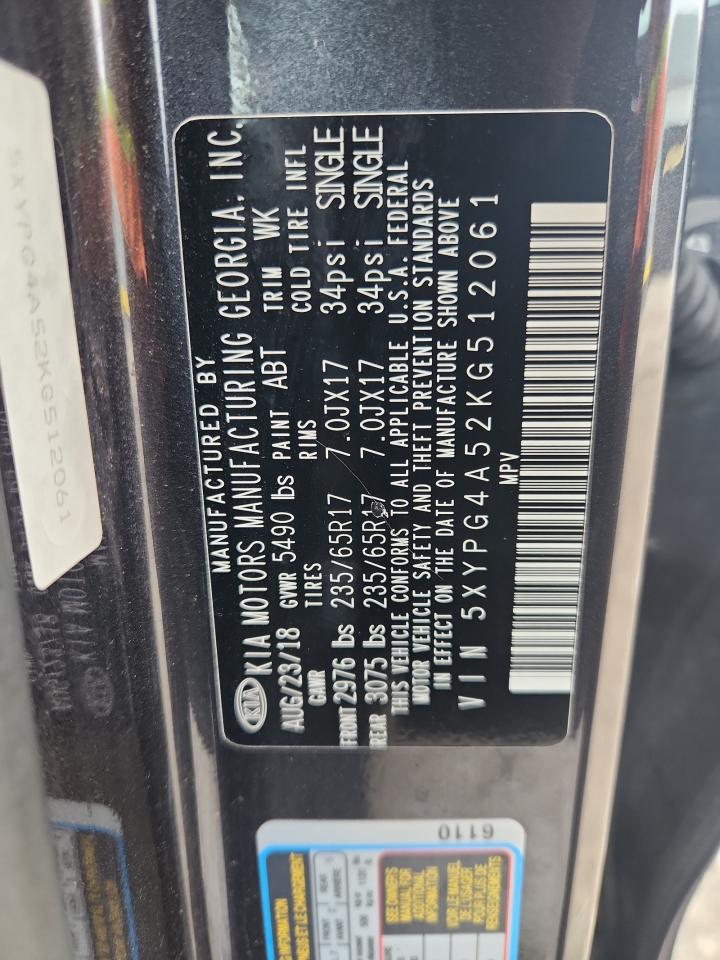 2019 Kia Sorento Lx VIN: 5XYPG4A52KG512061 Lot: 81431905