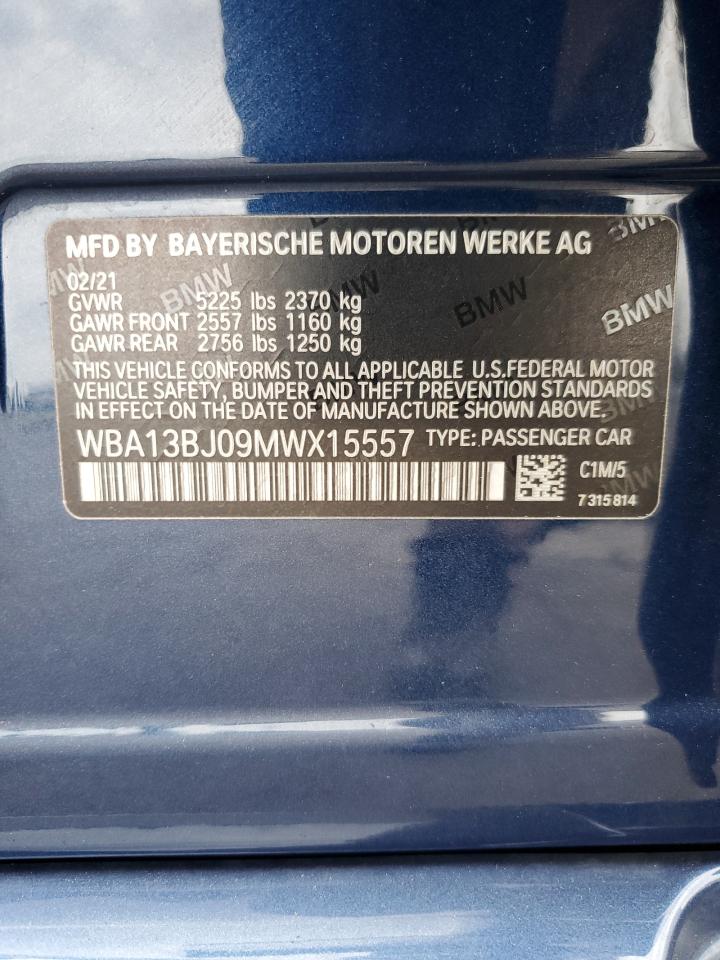 2021 BMW 530 Xi VIN: WBA13BJ09MWX15557 Lot: 81028845