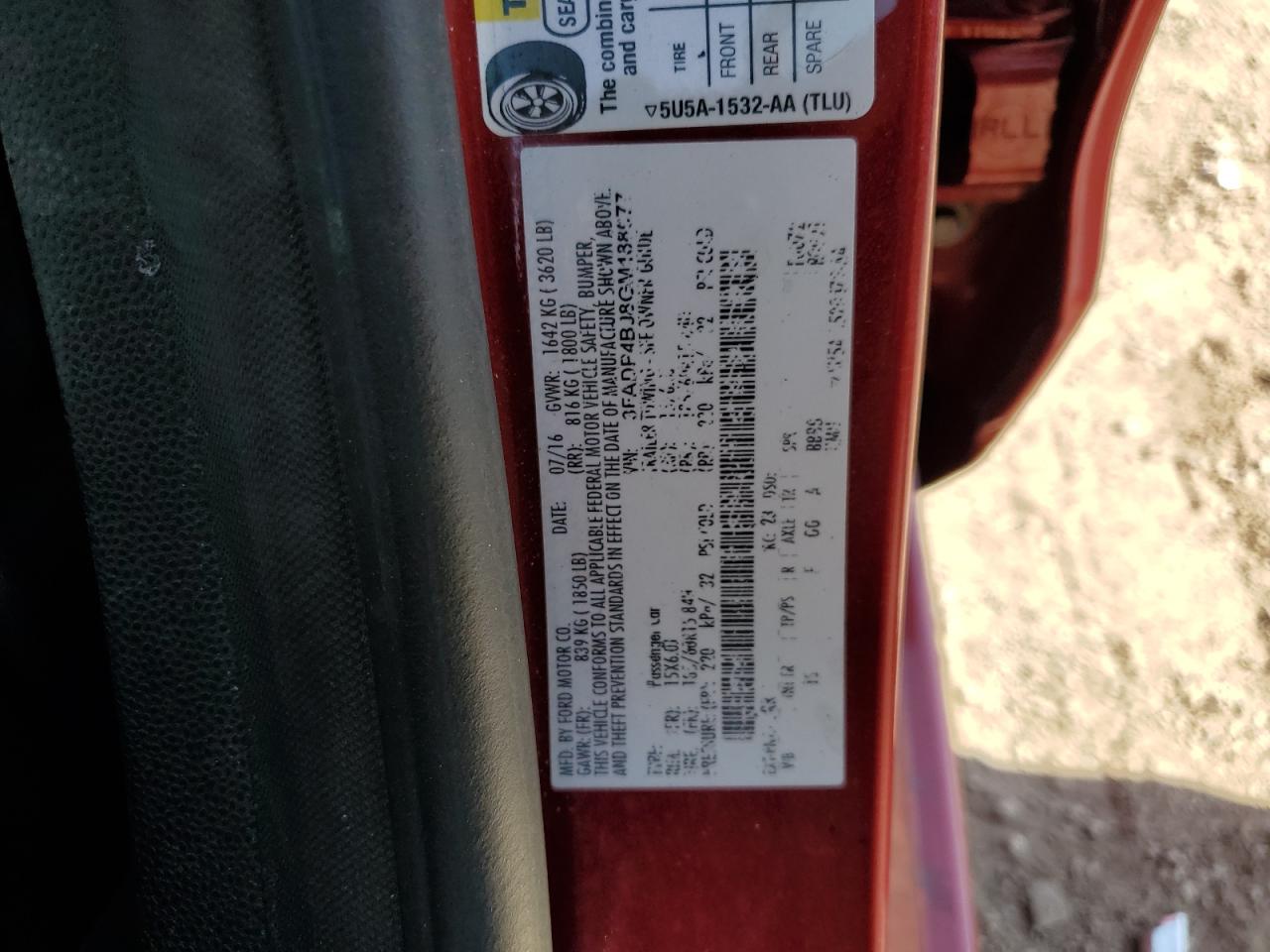 2016 Ford Fiesta Se VIN: 3FADP4BJ8GM188077 Lot: 81089475