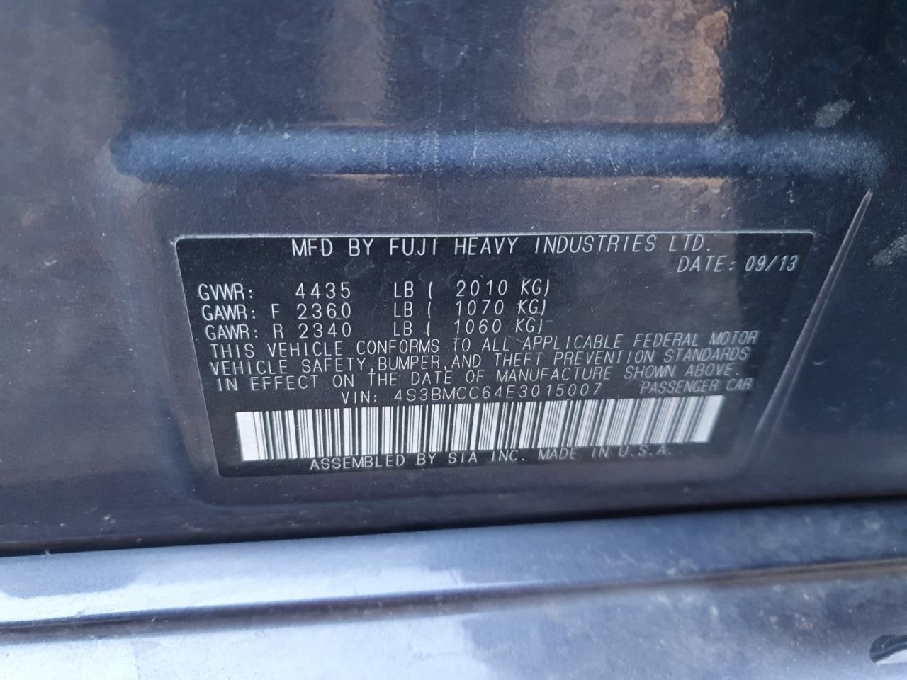 2014 Subaru Legacy 2.5I Premium VIN: 4S3BMCC64E3015007 Lot: 82096165