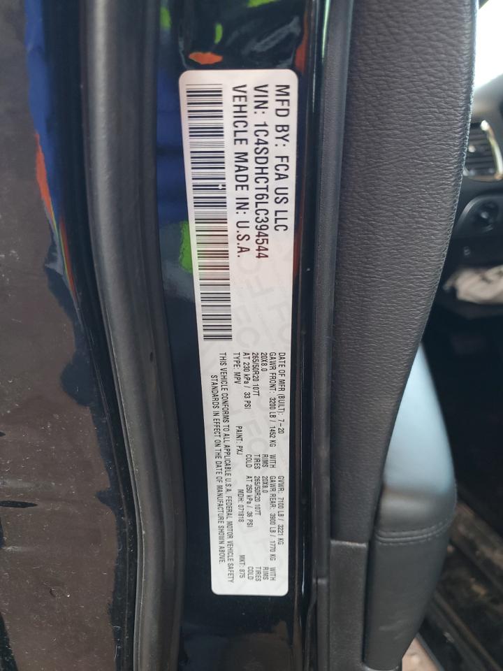 2020 Dodge Durango R/T VIN: 1C4SDHCT6LC394544 Lot: 84187795