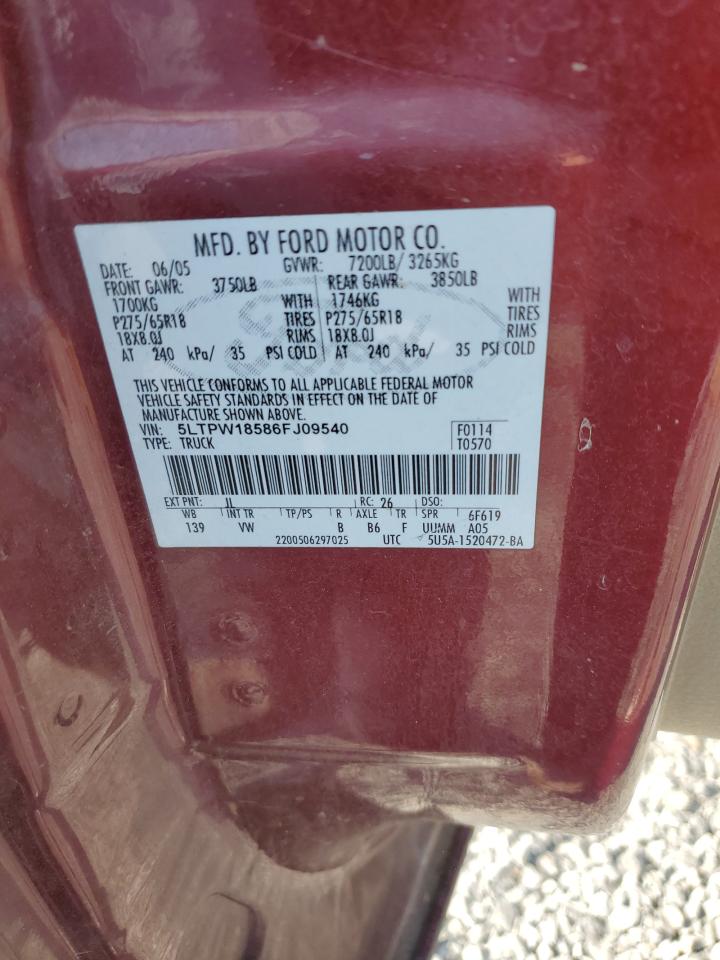 2006 Lincoln Mark Lt VIN: 5LTPW18586FJ09540 Lot: 80298945