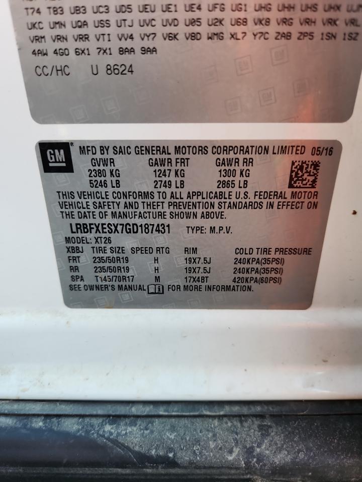 2016 Buick Envision Premium VIN: LRBFXESX7GD187431 Lot: 70814885