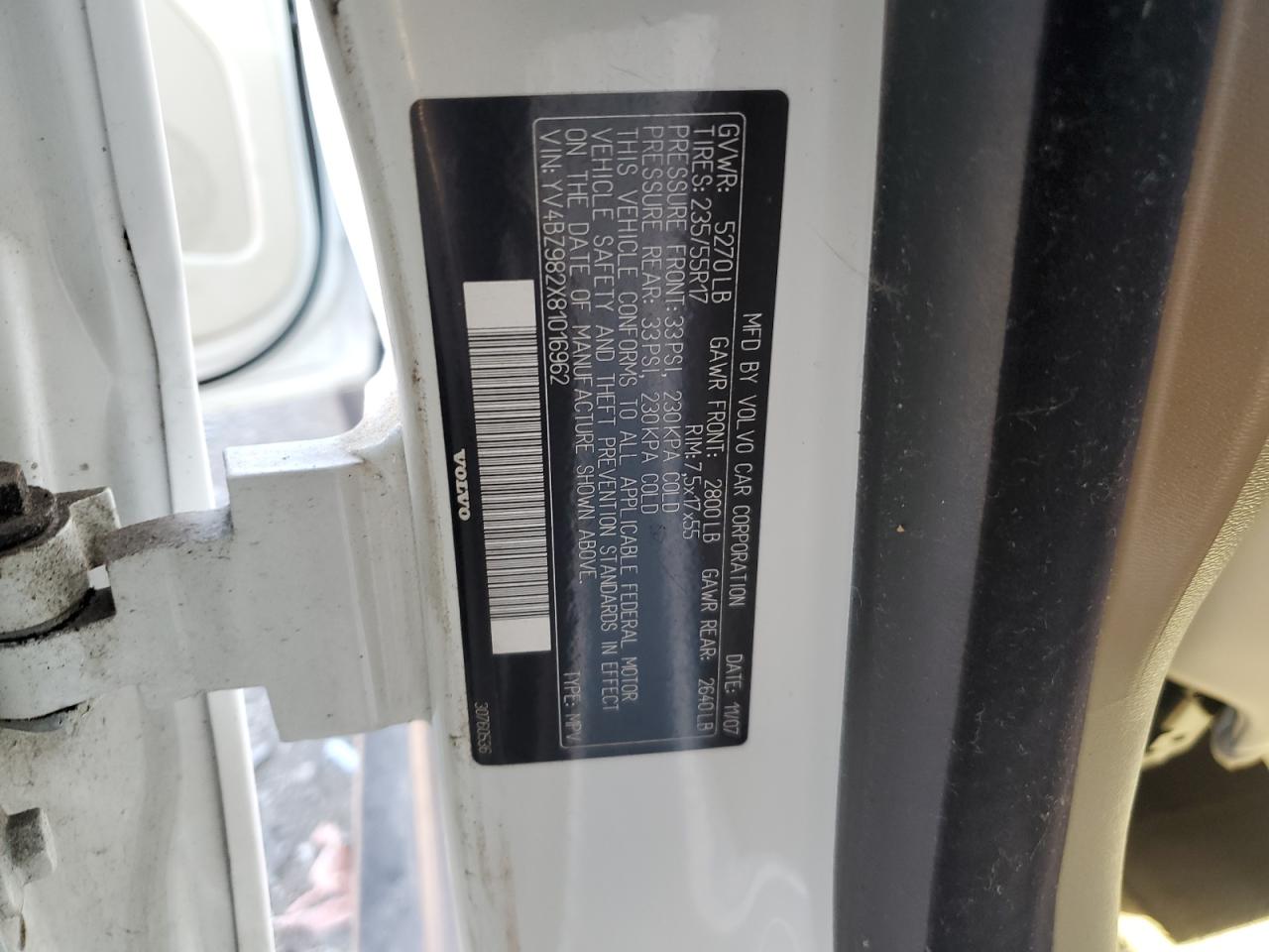 2008 Volvo Xc70 VIN: YV4BZ982X81016962 Lot: 80498925