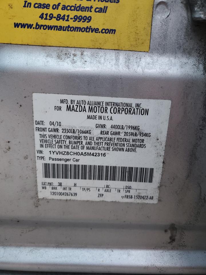 2010 Mazda 6 I VIN: 1YVHZ8CH0A5M42316 Lot: 84450225