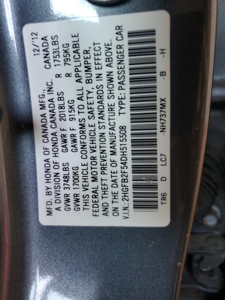 2013 Honda Civic Lx VIN: 2HGFB2F54DH515508 Lot: 81112005