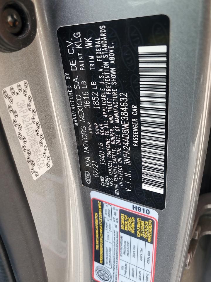 2021 Kia Rio Lx VIN: 3KPA24AD8ME384632 Lot: 71817195