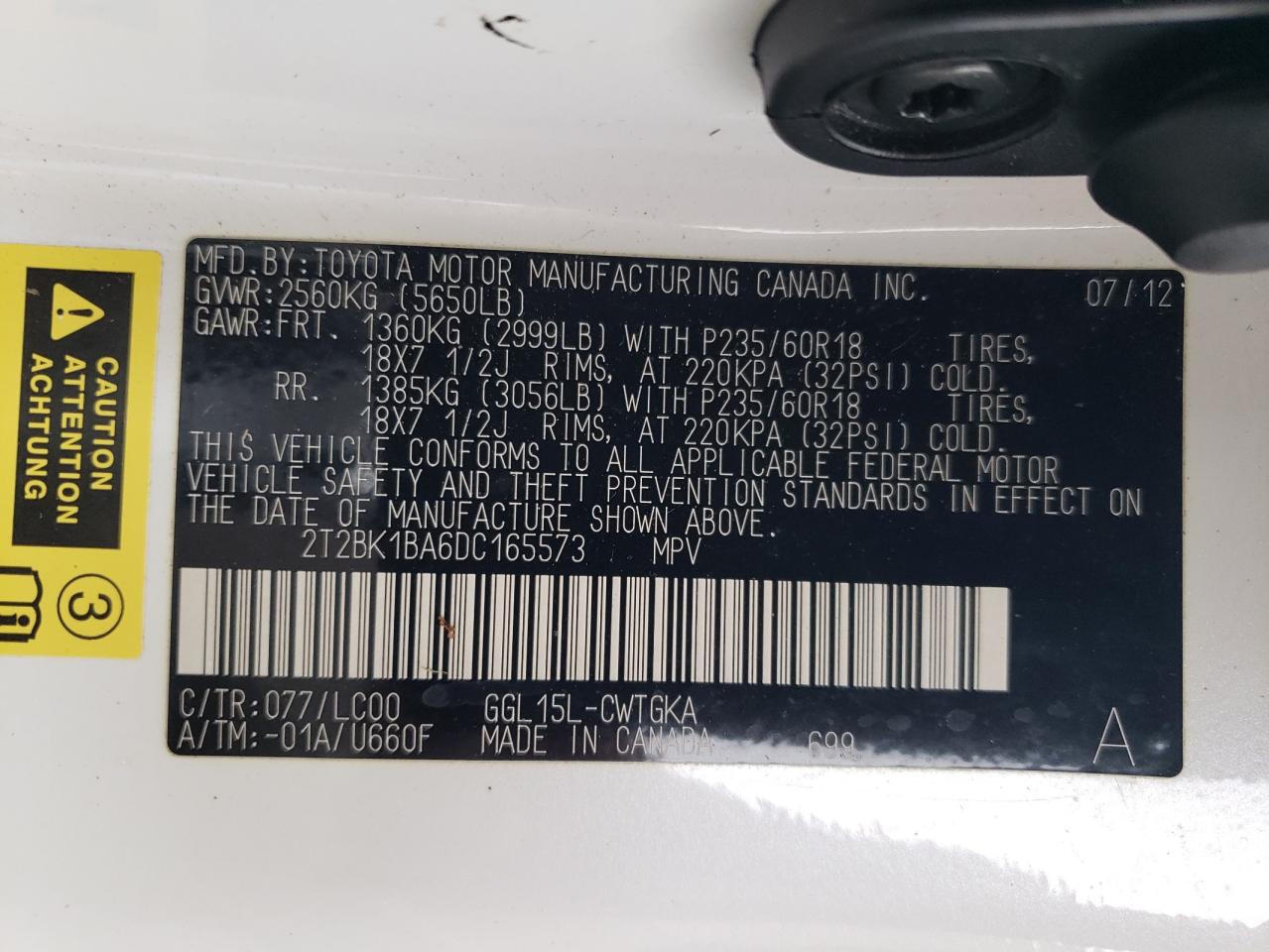 2013 Lexus Rx 350 Base VIN: 2T2BK1BA6DC165573 Lot: 82054695