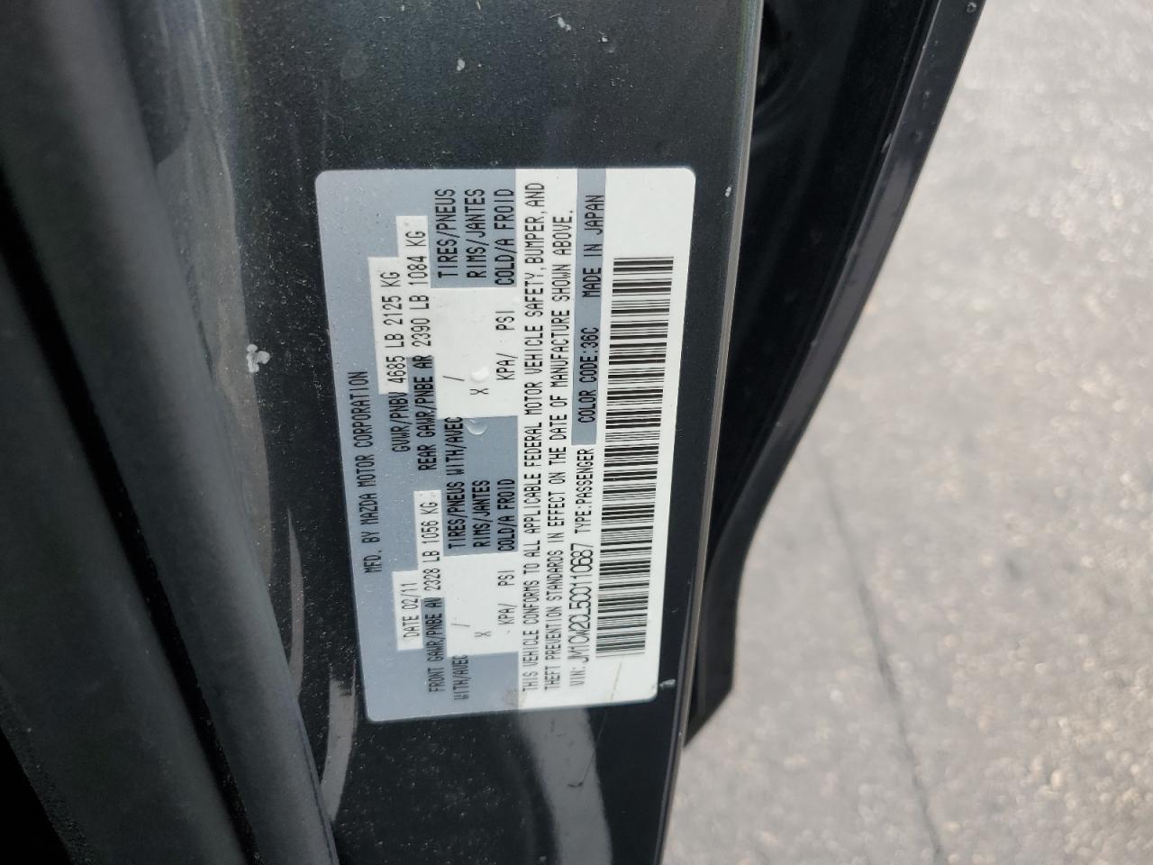 2012 Mazda 5 VIN: JM1CW2CL5C0110687 Lot: 80245215