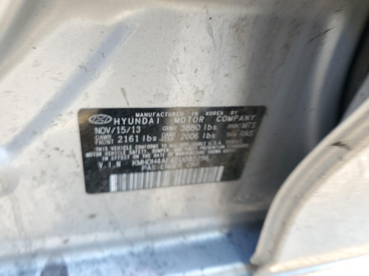 2014 Hyundai Elantra Se VIN: KMHDH4AE4EU040296 Lot: 71656935