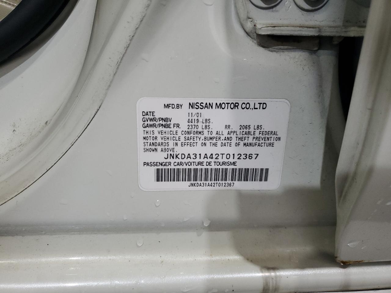 2002 Infiniti I35 VIN: JNKDA31A42T012367 Lot: 81390795
