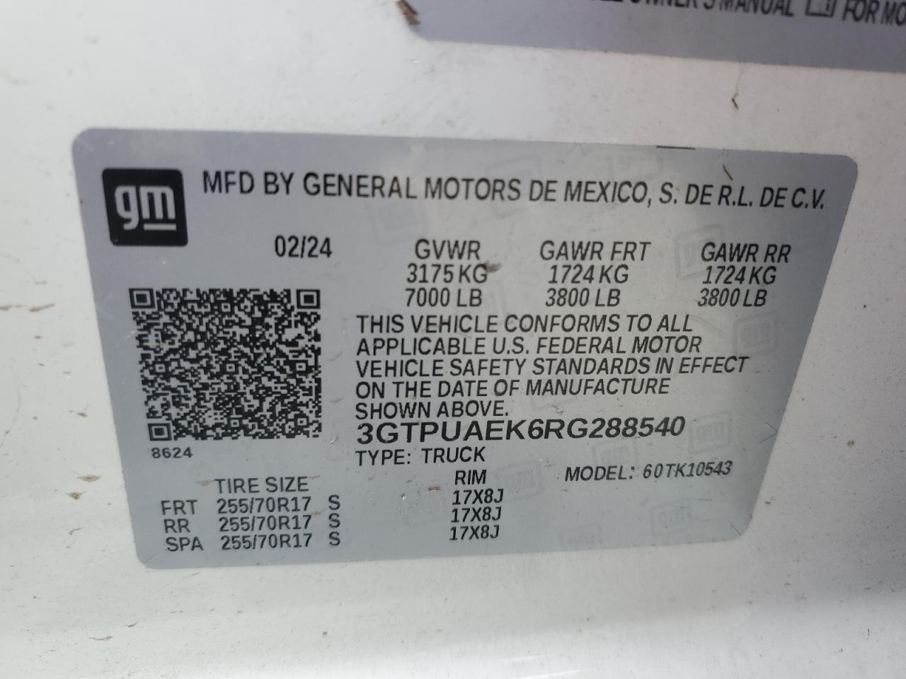 2024 GMC Sierra K1500 VIN: 3GTPUAEK6RG288540 Lot: 80493055
