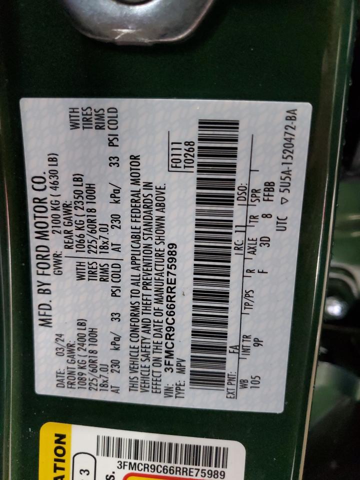 2024 Ford Bronco Sport Outer Banks VIN: 3FMCR9C66RRE75989 Lot: 72003385