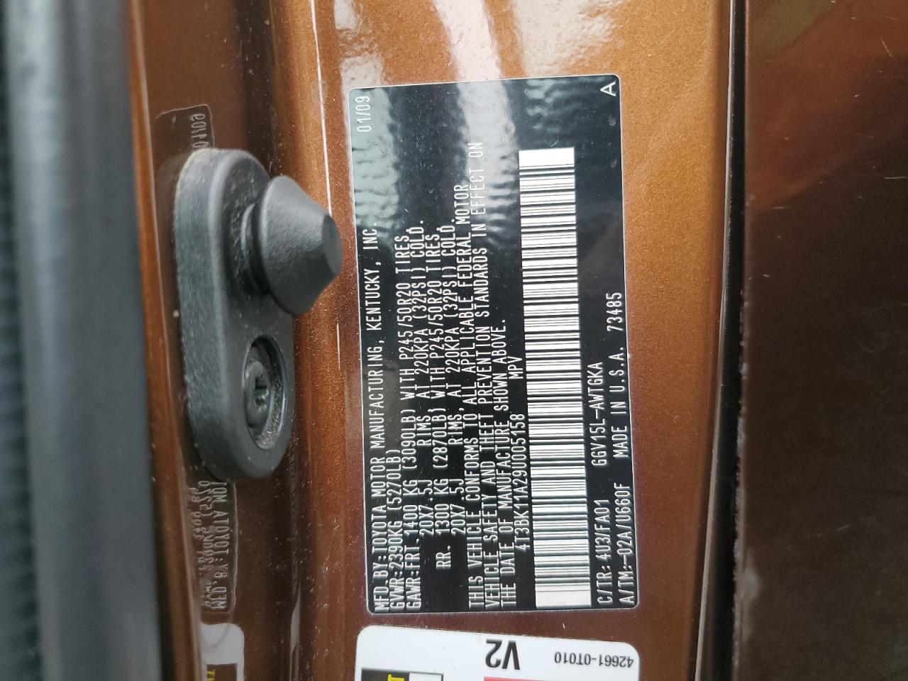 2009 Toyota Venza VIN: 4T3BK11A29U005158 Lot: 81685985