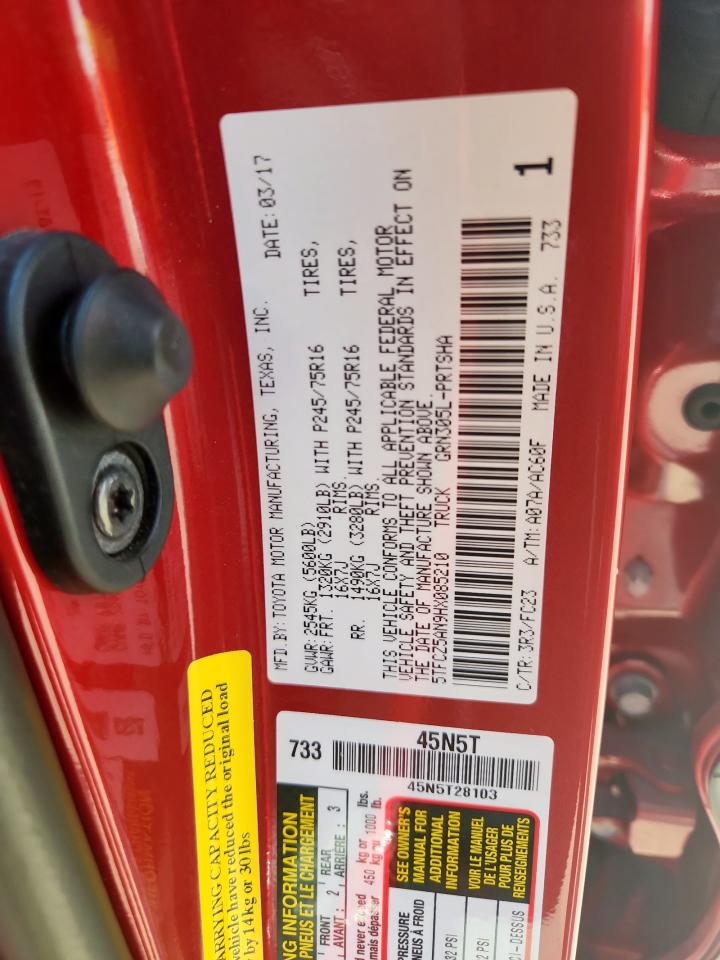 2017 Toyota Tacoma Double Cab VIN: 5TFCZ5AN9HX085210 Lot: 85165095