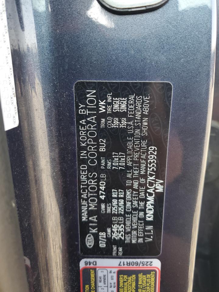 2019 Kia Sportage Lx VIN: KNDPMCAC7K7553929 Lot: 71108925