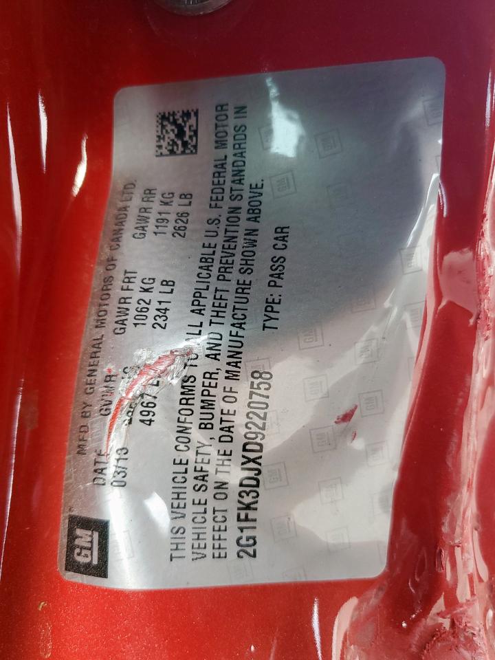 2013 Chevrolet Camaro 2Ss VIN: 2G1FK3DJXD9220758 Lot: 80942665