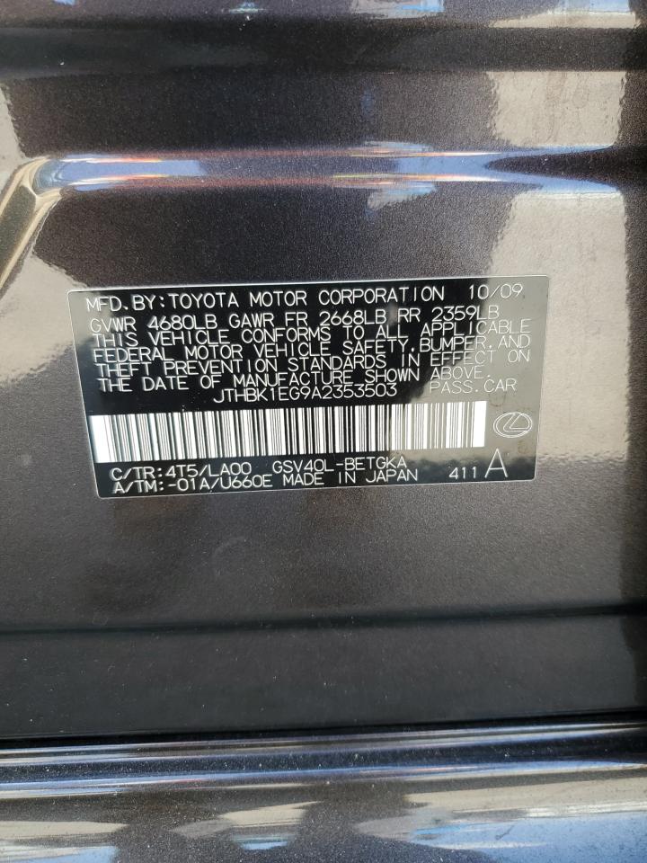 2010 Lexus Es 350 VIN: JTHBK1EG9A2353503 Lot: 80442015