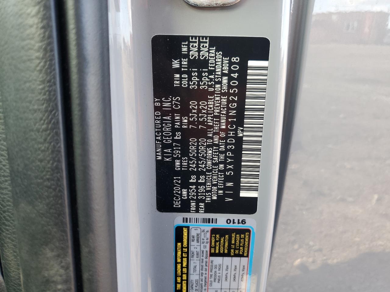 2022 Kia Telluride Ex VIN: 5XYP3DHC1NG250408 Lot: 71184505