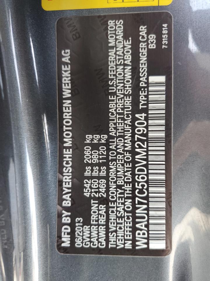 2013 BMW 135 I VIN: WBAUN7C56DVM27904 Lot: 84244855