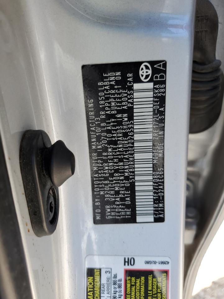 2014 Toyota Corolla L VIN: 5YFBURHE0EP026595 Lot: 81161455