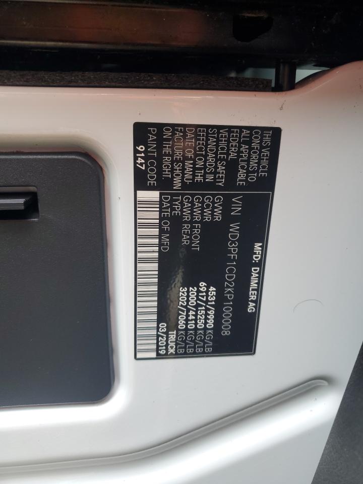 2019 Mercedes-Benz Sprinter 2500/3500 VIN: WD3PF1CD2KP100008 Lot: 80050735