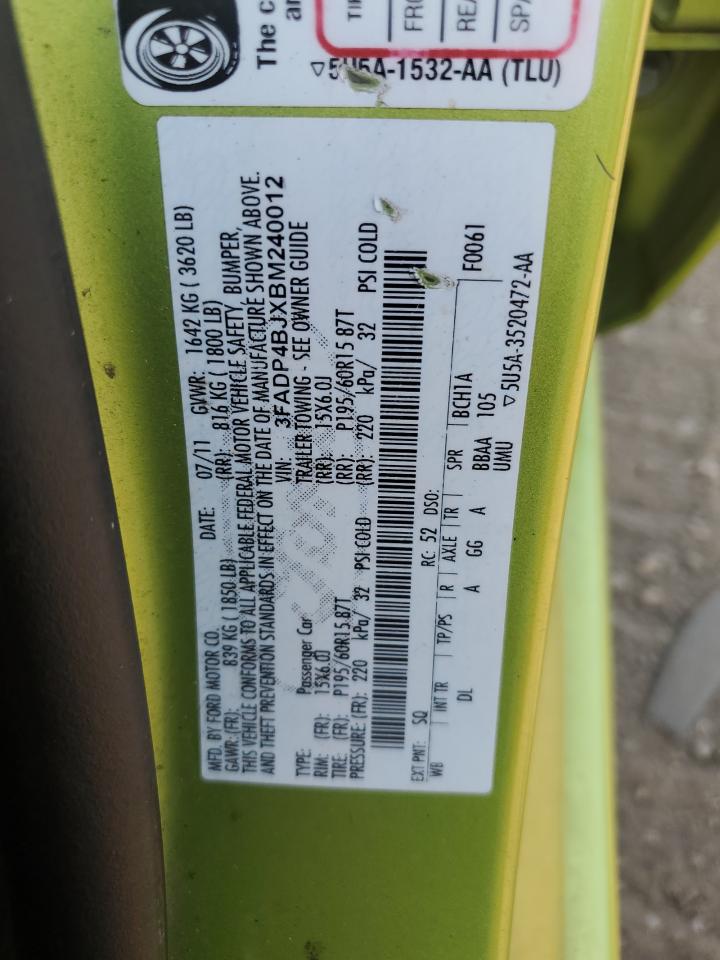 2011 Ford Fiesta Se VIN: 3FADP4BJXBM240012 Lot: 71398335