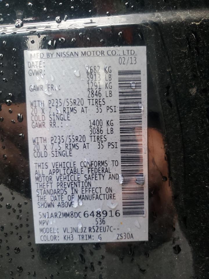 2013 Nissan Pathfinder S VIN: 5N1AR2MM8DC648916 Lot: 84366385