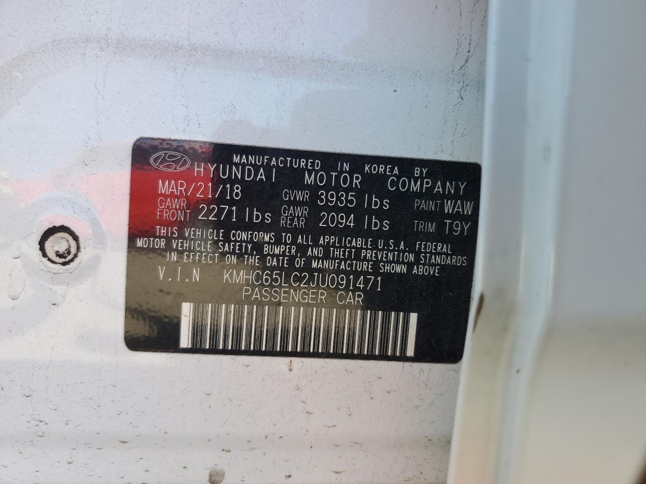 2018 Hyundai Ioniq Blue VIN: KMHC65LC2JU091471 Lot: 80489215