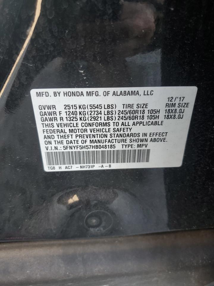 2017 Honda Pilot Exl VIN: 5FNYF5H57HB048185 Lot: 81790785