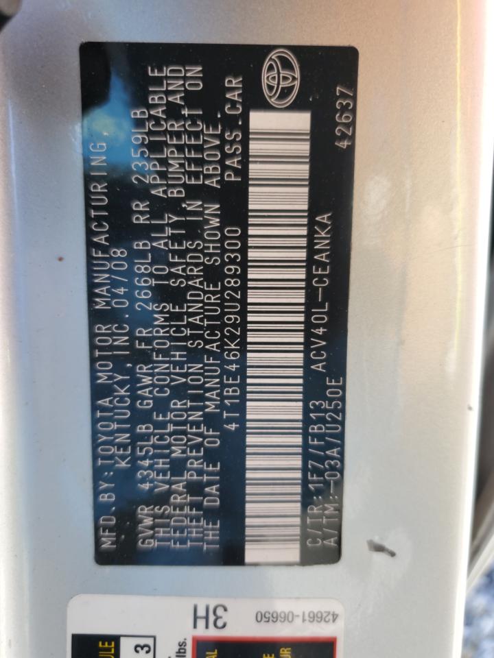 2009 Toyota Camry Base VIN: 4T1BE46K29U289300 Lot: 81518415