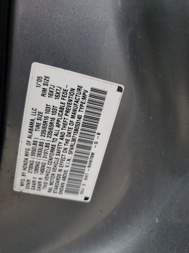 2005 Honda Odyssey Exl VIN: 5FNRL38715B053140 Lot: 80889225