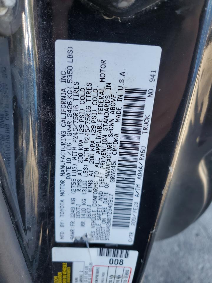 2007 Toyota Tacoma Access Cab VIN: 5TEUU42N87Z340917 Lot: 71081335