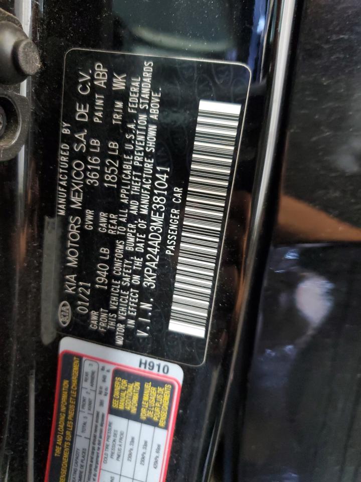 2021 Kia Rio Lx VIN: 3KPA24AD3ME381041 Lot: 81374995