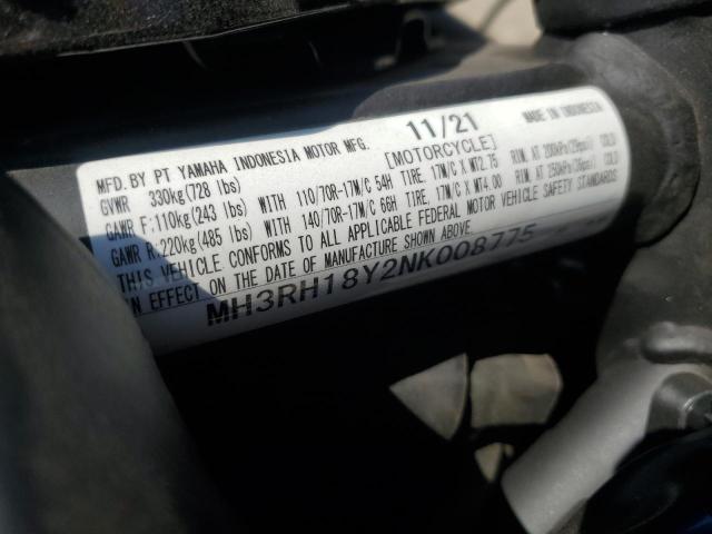2022 YAMAHA YZFR3 A  