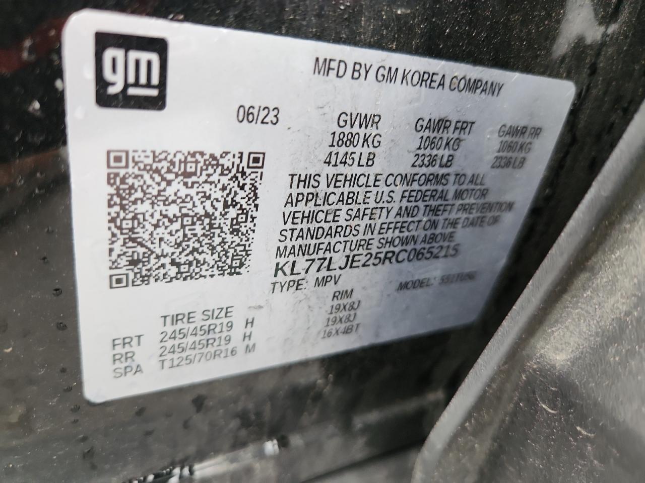 2024 Chevrolet Trax 2Rs VIN: KL77LJE25RC065215 Lot: 82035135